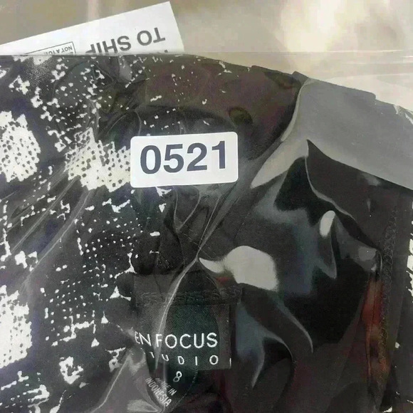 Enfocus Studio Cute black Print Dress Womens 8 lightweight stretch flowy 0521 - Picture 6 of 6